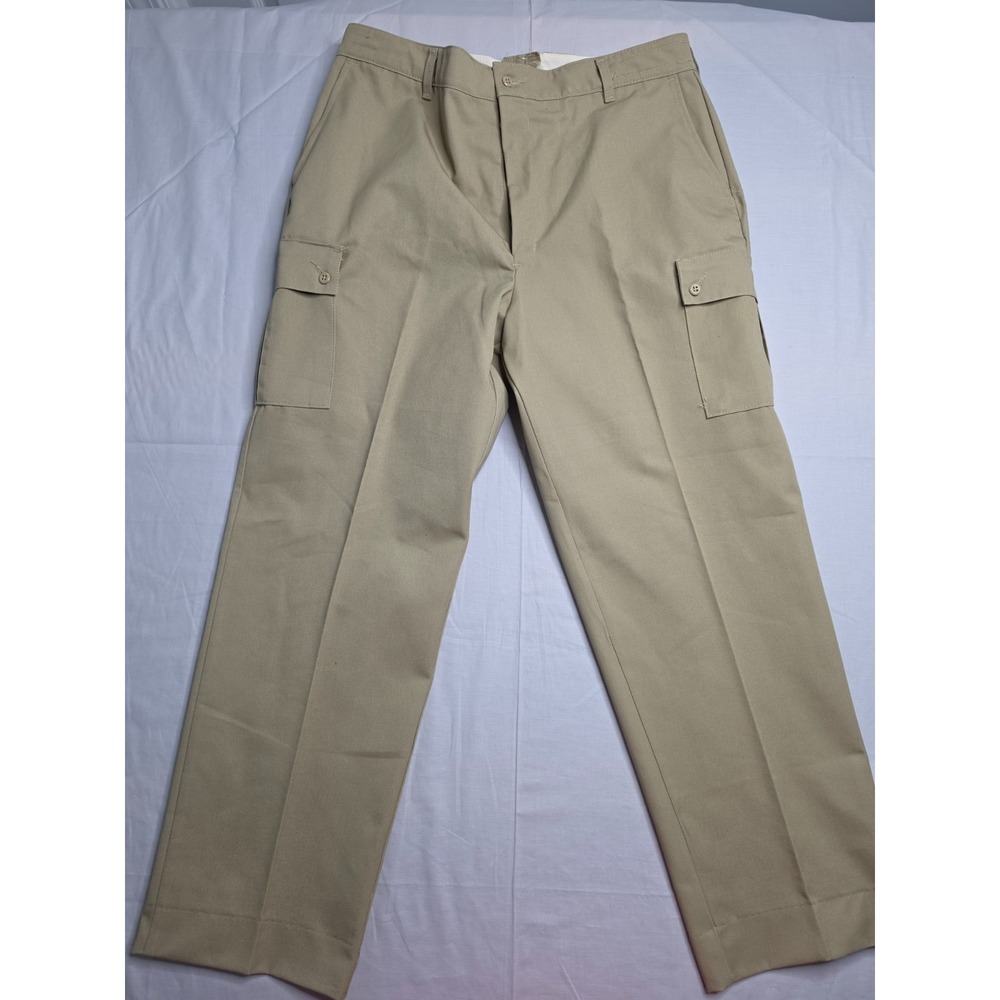 Red Kap Industrial Work Pants Men's 38 Khaki Cotton Cargo Pockets Straight Leg